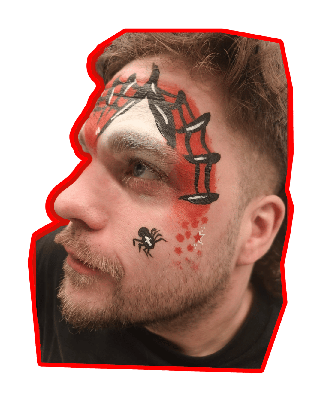 Man with face paint and tattoos on a transparent background